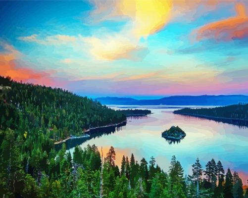 Emerald Bay At Sunset Paint By Number