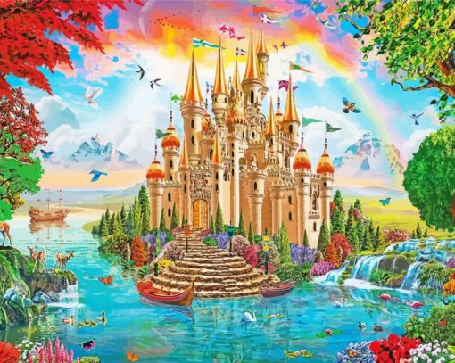 Fantasy Rainbow Castle Paint By Number