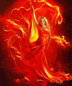 Fire Woman Dress Paint By Number
