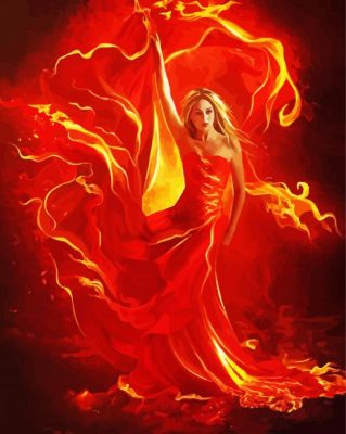 Fire Woman Dress Paint By Number