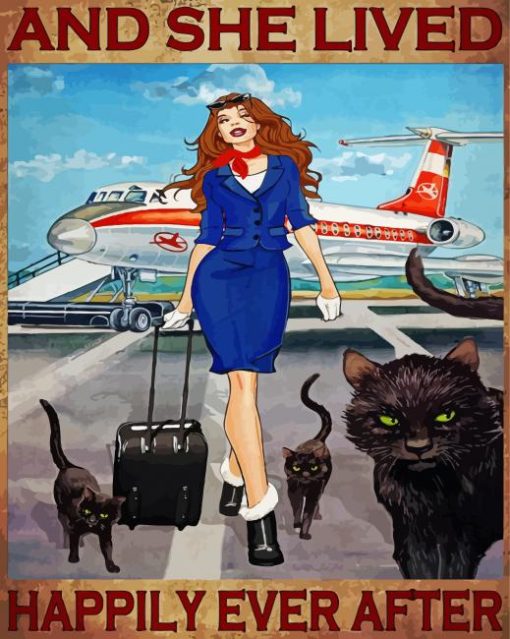 Flight Attendant Illustration Art Paint By Number