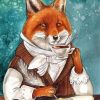 Fox With Coffee Cup Paint By Number