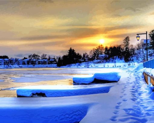 Frozen River In Muskoka Paint By Number