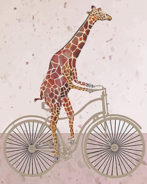 Giraffe On A Bike Paint By Number