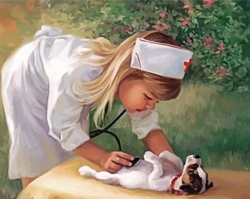Girl Child With Stethoscope Paint By Number