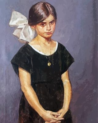 Girl In White Ribbon Paint By Number