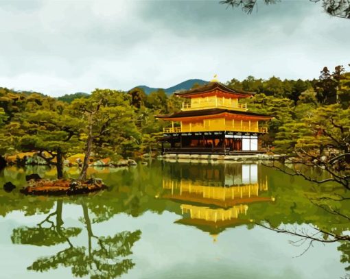 Golden Palace Japan Landscape Paint By Number