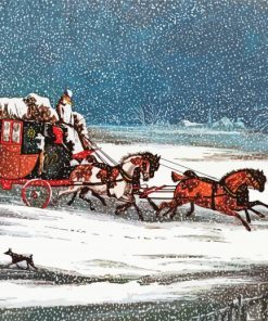 Horse And Carriage In Snow Paint By Number