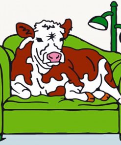 Illustration Cow On Sofa Paint By Number