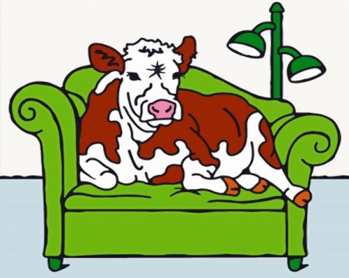 Illustration Cow On Sofa Paint By Number