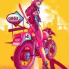 Illustration Girl Motorcycle Paint By Number