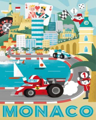 Illustration Monaco Grand Prix Paint By Number