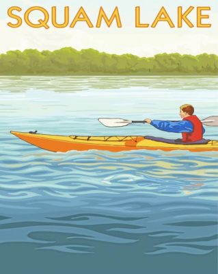 Kayaking In Squam Lake Poster Paint By Number