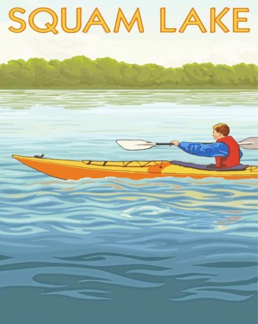 Kayaking In Squam Lake Poster Paint By Number