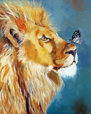 Lion With Butterfly Art Paint By Number