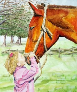 Little Girl Kissing Horse Paint By Number