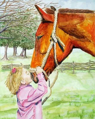 Little Girl Kissing Horse Paint By Number