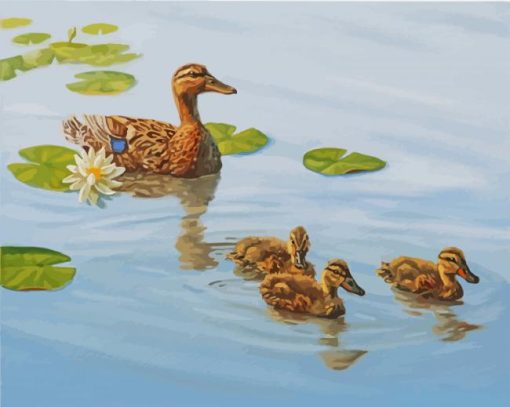 Mallard Duck And Babies Paint By Number