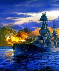 Military Battleship With Cannons Paint By Number