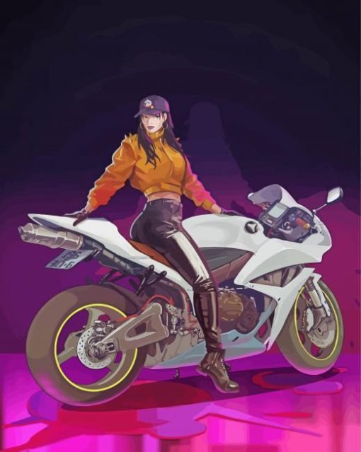 Motorbike Anime Girl Paint By Number