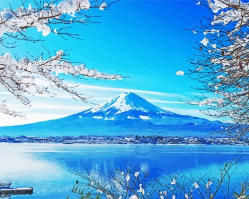 Mt Fuji Japanese Winter Paint By Number