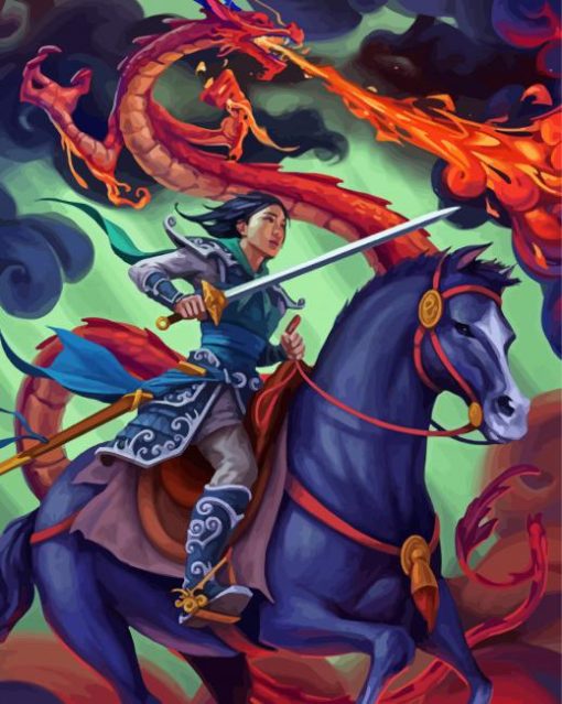 Mulan Mushu Warrior Paint By Number