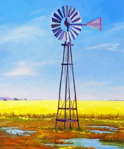 Old Western Windmill In Farm Paint By Number