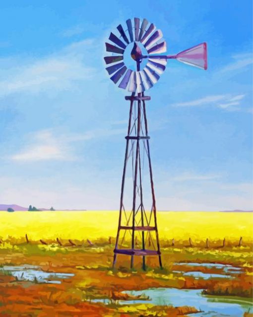 Old Western Windmill In Farm Paint By Number