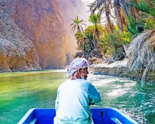 Old Man In Boat In Wadi Ash Shab Paint By Number