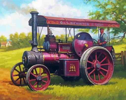 Old Traction Engine Paint By Number