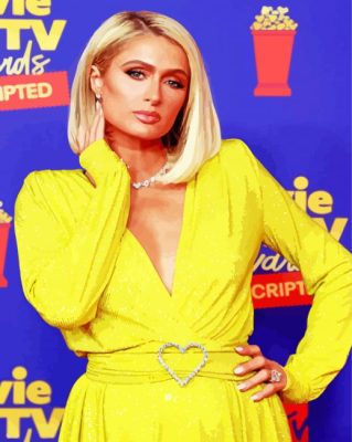 Paris Hilton In Yellow Dress Paint By Number