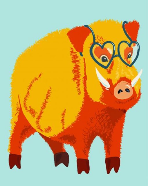 Pig In Glasses Paint By Number