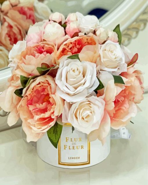 Pink Peach Peonies Bouquet Paint By Number