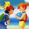 Pokemon Misty And Ash On Beach Paint By Number