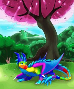 Rainbow Dragon Under Tree Paint By Number