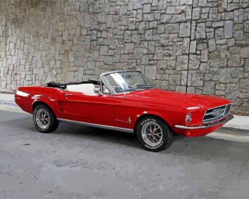 Red 1967 Mustang Convertible Paint By Number