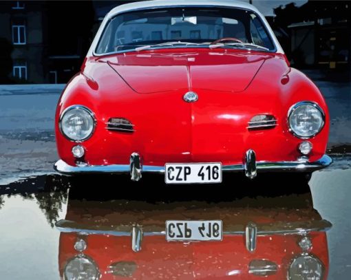 Red Karmann Ghia Reflection Paint By Number