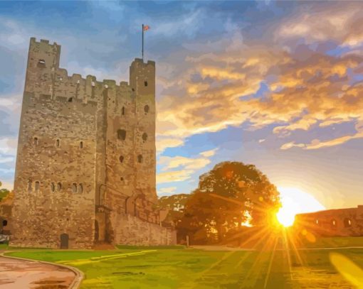 Rochester Castle At Sunset Paint By Number
