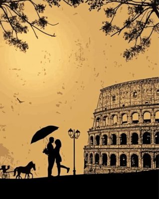 Rome Couple Silhouette Paint By Number