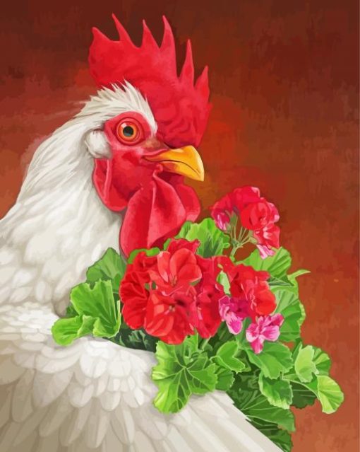 Rooster Flowers Paint By Number