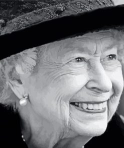 SMILING Black And White Queen Elizabeth Paint By Number
