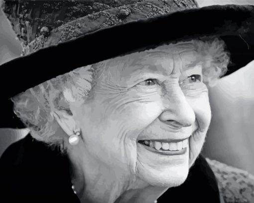 SMILING Black And White Queen Elizabeth Paint By Number
