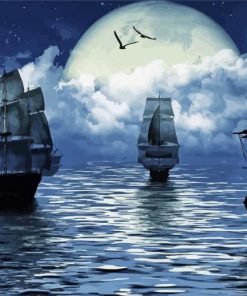 Sailing Ships Moon Paint By Number