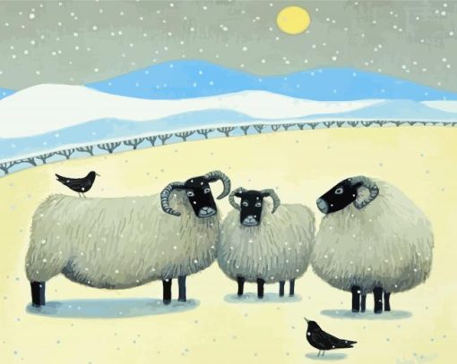 Sheep In Snow Paint By Number