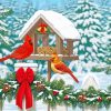 Snow Christmas Cardinals Birds House Paint By Number
