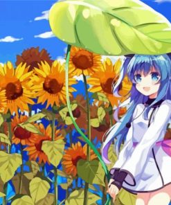 Sunflower Anime Girl Manga Paint By Number
