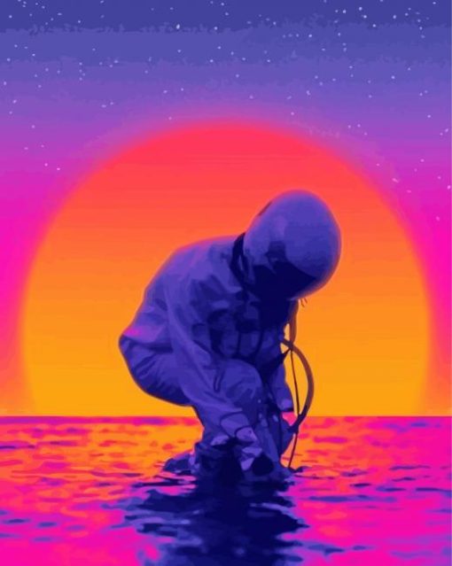 Sunset Astronaut Beach Paint By Number