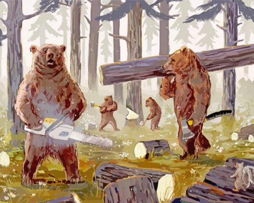 The Lumberjack Bears Paint By Number