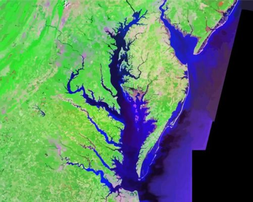 Topography Map Of The Chesapeake Bay Paint By Number