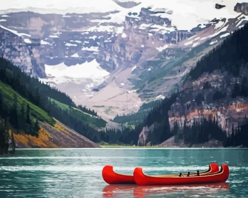 Two Boats With Mountain Paint By Number